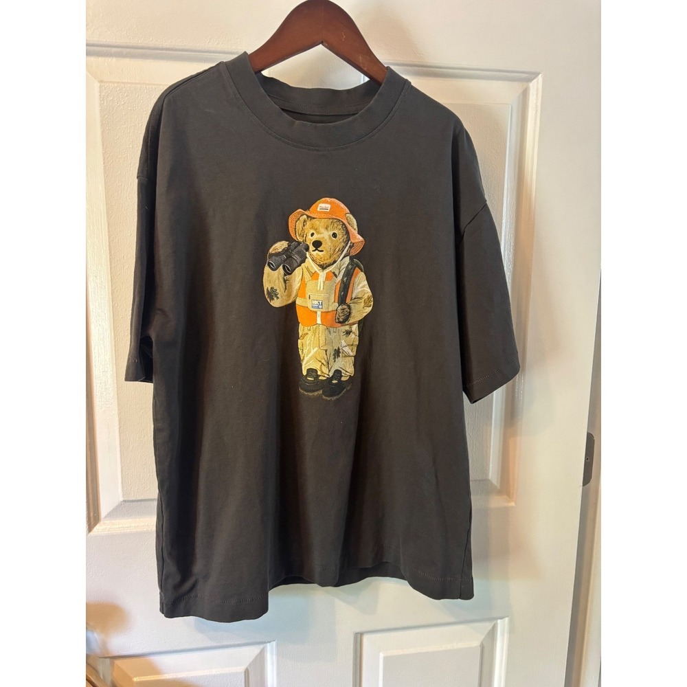 Market Mens Bear Graphic T-Shirt Charcoal Grey Hunting Tactical Bear Small S